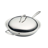 Tramontina - Wok en acier inoxydable à 3 couches de 12,5 po Signature – Prêt pour induction-Construction à 3 couches assurant une distribution précise de la chaleur et des performances supérieures