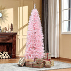 HOMCOM 6' Artificial Christmas Tree - Pink-Branches can be opened automatically for easy assembly 