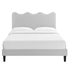 Modway Current Performance Velvet Twin Platform Bed with Black Wood Legs - Light Grey-Black Wood Legs With Non-Marking Caps