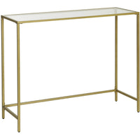 Boutique Home - Table console moderne en verre trempé avec cadre en métal doré-Poids du produit : 8,2 kg
