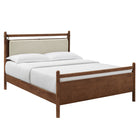 Modway Leni Queen Size Wood Platform Bed Frame - Walnut Heathered Ivory-Queen Size Platform Bed