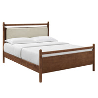 Modway Leni Queen Size Wood Platform Bed Frame - Walnut Heathered Ivory-Queen Size Platform Bed