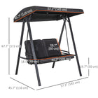 Outsunny 2 Seater Covered Outdoor Swing Chair with Removable Cushion Tilt Canopy - Black-Adjustable canopy prevents direct sunlight and provides shade
