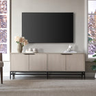 Hudson&Canal - Meuble TV Campello pour téléviseurs jusqu'à 78" - Blanc aulne-Construit en acier robuste et en matériaux MDF dans une finition grain noir artisanale