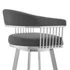 Armen Living - Chelsea Tabouret de Bar Pivotant de 74 cm de Hauteur en Similicuir Gris et Acier Inoxydable Brossé-6