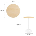 Modway Lippa 28" Round Wood Bar Table - White Natural-Wood Grain Veneer and MDF Tabletop