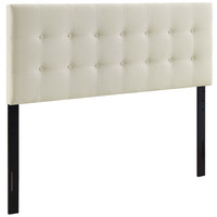 Modway Emily Upholstered Fabric Full Headboard - Ivory-Elegantly tufted button headboard