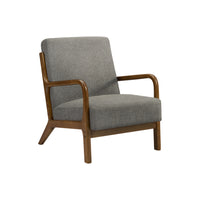 Monarch Specialties Upholstered 34"H Mid-Century Modern Accent Chair With Walnut Solid Wood Legs - Grey Fabric-This upholstered accent chair pairs soft touch dark grey fabric with warm brown walnut solid wood, creating a balanced, fashionable style that complements both a living room and bedroom.