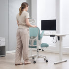 Vinsetto Mesh Office Chair with Headrest and 4D Lumbar Support - Light Green-The mesh fabric is breathable and soft