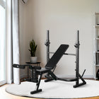 Soozier Weight Bench with Squat Racks - Leg Developer - Weight Plate Stand-Bench adjustable in three levels for flat or inclined bench positions 
