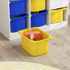 Qaba - Organisateur de rangement pour jouets, bibliothèque pour enfants avec 6 bacs en plastique - jaune et bleu-Son design compact s’adapte parfaitement aux petites pièces  
