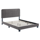 Modway Celine Channel Tufted Performance Velvet Twin Platform Bed - Grey-Twin Platform Bed