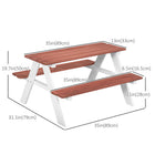 Outsunny - Table de pique-nique pour enfants, ensemble table et chaises en bois pour activités extérieures, pour enfants de 3 à 8 ans - marron-Tous les meubles sont à la taille des enfants, garantissant un confort optimal
