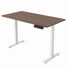 Ezywork - Bureau assis-debout électrique réglable en hauteur 60 po - Structure blanche / Plateau en bois foncé-Plateau de table d'une seule pièce, épaisseur 1 pouce