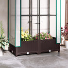 Outsunny Raised Garden Bed with Trellis - 31.5" x 15.7" x 48.8" - Brown-Drainage holes and plugs prevent water accumulation
