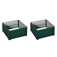 Outsunny Raised Garden Bed with Galvanized Steel Frame - 23.5" L x 23.5" W x 12" H - Green - 2 Pack-Set of two galvanized metal steel planter box 