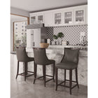 Manhattan Comfort - Emperor tabouret de bar traditionnel 19" en similicuir rembourré - gris galet - lot de 2-Cadre en bois de hêtre massif avec une riche finition en noyer