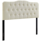 Modway Annabel Upholstered Fabric Queen Headboard - Ivory-Elegantly tufted button headboard
