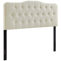 Modway Annabel Upholstered Fabric Queen Headboard - Ivory-Elegantly tufted button headboard