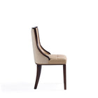 Manhattan Comfort - Lot de 2 chaises de salle à manger traditionnelles Fifth Avenue 18,5 po en similicuir et velours, coloris beige-Capacité de poids : 136 kg Hauteur d’assise : 47 cm