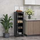 HOMCOM 48" H Kitchen Pantry Cabinet with Barn Door - Black-Compact size suits limited spaces 