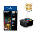 Epson 802 Ink Cartridge Combo Pack - High Capacity Black/Standard Capacity Colour CMY-Worry-free handling - smudge, fade and water resistant prints 