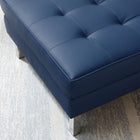 Modway Loft Tufted Vegan Leather Ottoman - Silver/Navy-Linear Biscuit Button Tufting