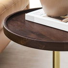 Modway Amina Round Acacia Wood Side Table - White/Walnut-Versatile Accent Table