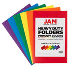 JAM Paper Legal Heavy Duty Plastic 2 Pocket Presentation Folders - Assorted Primary Colours - 6 Pack-Size: 9 x 14.5 inches | Easily fits A4 documents 