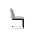 Manhattan Comfort - Chaise de salle à manger moderne Serena 60 cm en similicuir gris clair-Chaise flottante avec base en métal demi-cercle noire