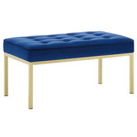 Modway - Loft Médium à jambe en acier inoxydable doré Performance Velvet Banc - Marine d’or-Banc d’accent du milieu du siècle