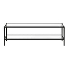 Hudson&Canal Hera 54"W Rectangular Coffee Table with Glass Shelf - Blackened Bronze-Features a tempered glass top and shelf