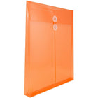 JAM Paper Plastic Envelopes with Button and String Tie Closure, Letter Open End, 9.75 x 11.75, Orange Poly, 108 Pack (118B1ORB)-Opening: open end