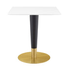 Modway Zinque 28" Square Dining Table - Gold White-Modern Dining Table