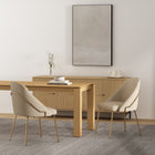Manhattan Comfort - Lot de 2 chaises de salle à manger modernes Gracie 61,5 cm en similicuir, coloris beige et or-Caractéristiques du cadre et des pieds Choix entre acier noir entièrement soudé ou acier inoxydable doré