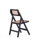 Manhattan Comfort Pullman 18.11" Industry Chic Dining Folding Chair - Black and Natural Cane - Set of 4-Delivered to you Fully Assembled! No Assembly Required