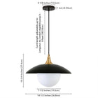 Hudson&Canal - Suspension Alvia de 37,8 cm de large, Hudson&Canal, avec abat-jour en métal et verre - Noir mat, laiton et blanc-Nettoyer avec un chiffon doux et sec, sans produits chimiques agressifs ni produits de nettoyage abrasifs