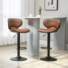 HOMCOM - Tabourets de bar vintage en leathaire à hauteur réglable - brun - paquet de 2-Indispensable pour les bars à domicile, cuisines et espaces de restauration en hauteur 
