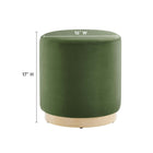 Modway Tilden 16" Round Performance Velvet Upholstered Ottoman - Moss Green/Natural-Stain-Resistant Fabric