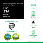 CIG - Cartouche de toner Q7553A HP 53A remise à neuf - rendement standard - noir- Écologique : Remanufacturé à partir d'une cartouche HP originale recyclée