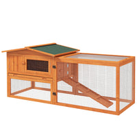 PawHut - Clapier à lapin en bois, clapier pour lapin d’extérieur, maison pour cochon d’Inde, orange-Convient aux lapins, tortues, lapereaux, cochons d’Inde, furets et autres animaux de taille similaire 