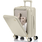 Champs Onyx Carry-on Luggage - Ivory-Light-weight trolley. Adjustable height, aluminum telescopic trolley system