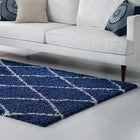 Modway - Toryn Réseau en losange Tapis 5 pi l x 8 pi L Shag Area - Marine et Ivoire-100% polypropylène