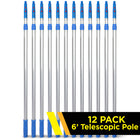 Gritt Commercial 6' Telescopic Pole - Aluminum, Adjustable - 3.5 - 6' length - 12 Pack-Eliminates ladder need in many instances with its long reach