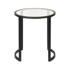 Hudson&Canal - Table d'appoint ron Mitera 20 po de largeur - Bronze noirci-Dispose d'un plateau en verre trempé