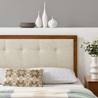 Modway Draper Tufted Fabric and Wood Queen Headboard - Walnut Beige-Rubberwood and MDF Veneer