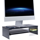 ShoppingAll - Support de moniteur en bois à 2 niveaux avec organisateur de rangement - Noir-Design en Bois D'Ingenierie Premium : Fabriqué en MDF de haute qualité, notre support d'écran est conçu pour durer. Sa finition raffinée complète tout espace de travail, que ce soit à la maison ou au bureau.