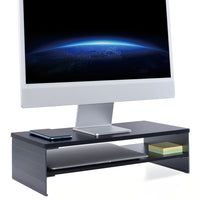 ShoppingAll - Support de moniteur en bois à 2 niveaux avec organisateur de rangement - Noir-Design en Bois D'Ingenierie Premium : Fabriqué en MDF de haute qualité, notre support d'écran est conçu pour durer. Sa finition raffinée complète tout espace de travail, que ce soit à la maison ou au bureau.