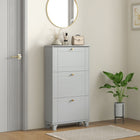 HOMCOM Modern Shoe Cabinet with 3 Flip Drawers for 12 Pairs - Grey-Compact design fits in narrow spaces