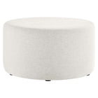 Modway Callum Large 29" Round Woven Heathered Fabric Upholstered Ottoman - Heathered Weave/Ivory-Woven Heathered Fabric Upholstery